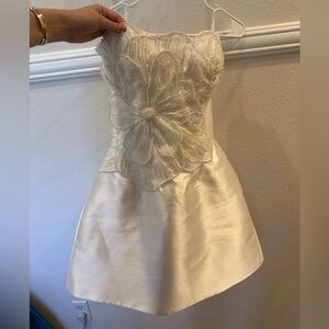 Anthropologie Watters Brie Strapless Embellished Pearl Floral A-Line Mini Dress